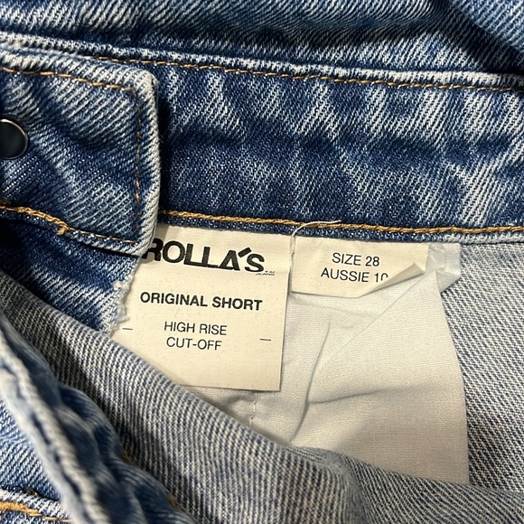 Rollas Original Short Overalls Denim Distressed - Picture 9 of 11
